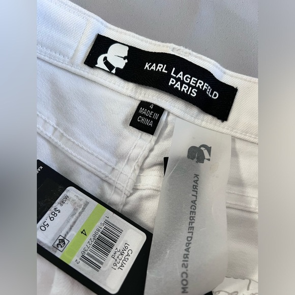 Karl Lagerfeld White Brand New Jeans Size 4 Side Fringe bottom hem Women’s - Picture 5 of 10